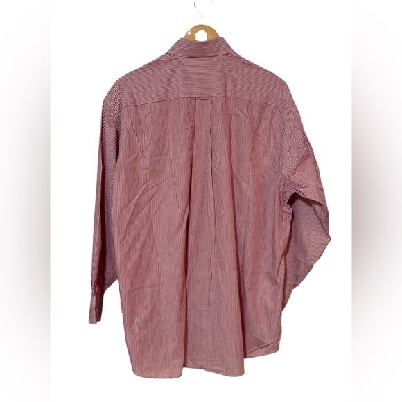 Vintage 1990s Tommy Hilfiger (16.5 x 33) Red Striped Men's Button Down Shirt - Picture 5 of 5